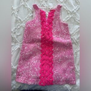 Pink and White Sleeveless Dress with Braided Detail